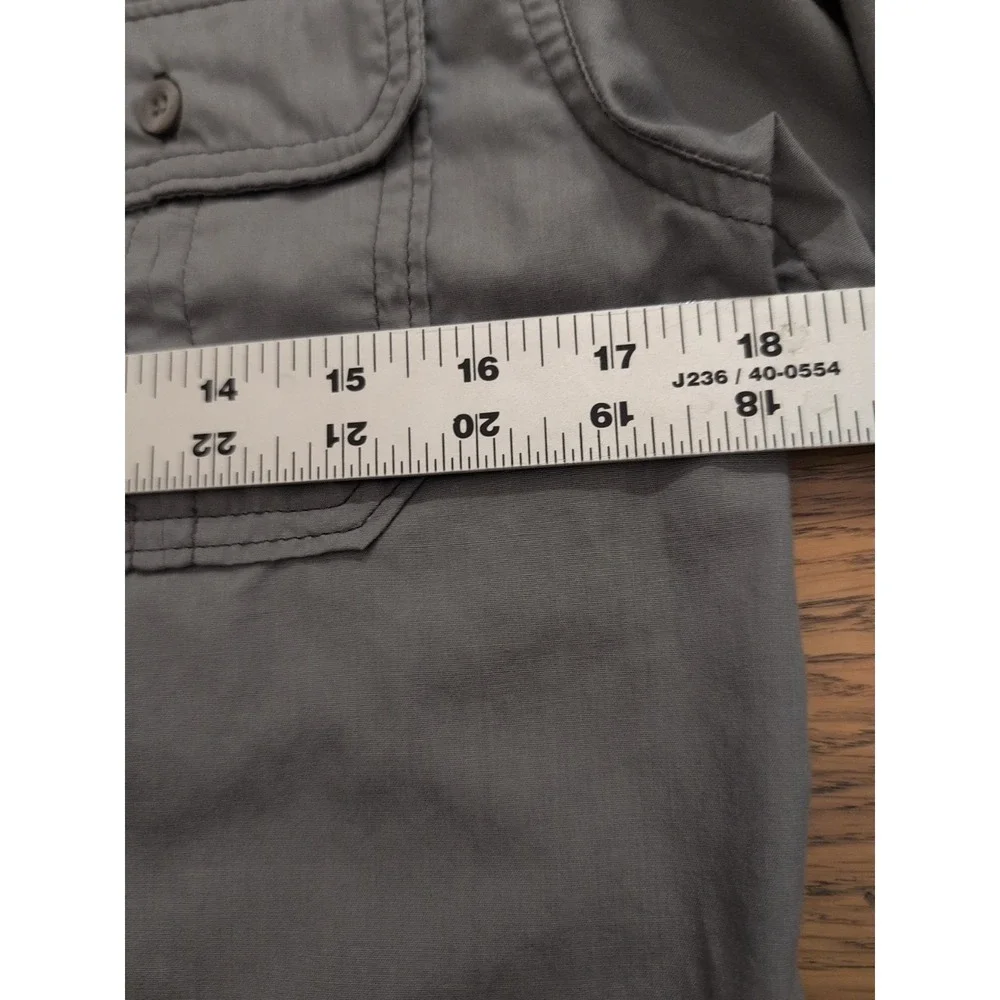 Helix Boys L Long Sleeve Button Down Shirt Cotton Blend Gray Eagle‎ Crest EUC